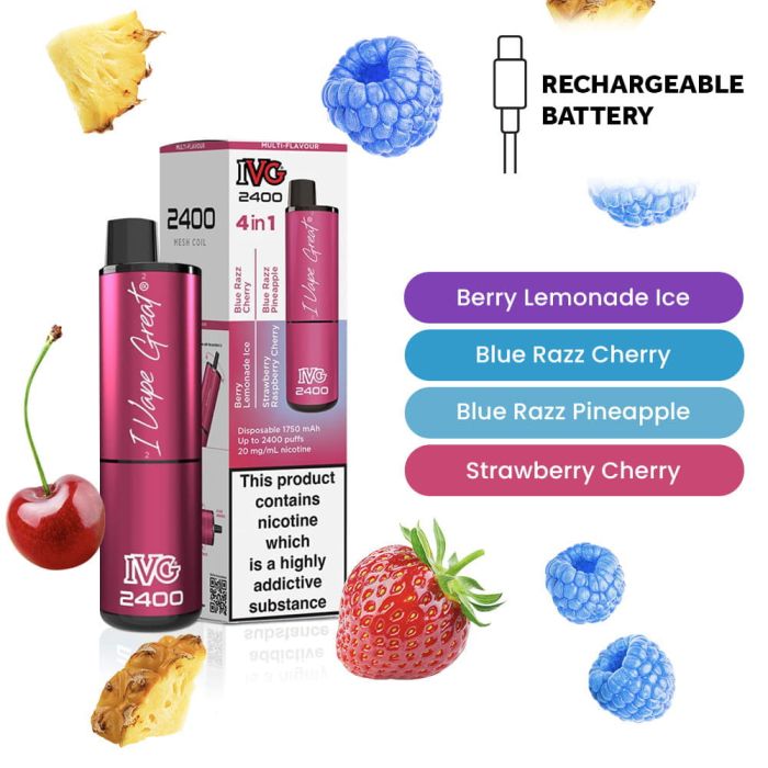 IVG 2400 4 in 1 Rechargeable Vape Totally Wicked Isle of Man IVG 2400 4 in 1 Rechargeable Vape Totally Wicked Isle of Man